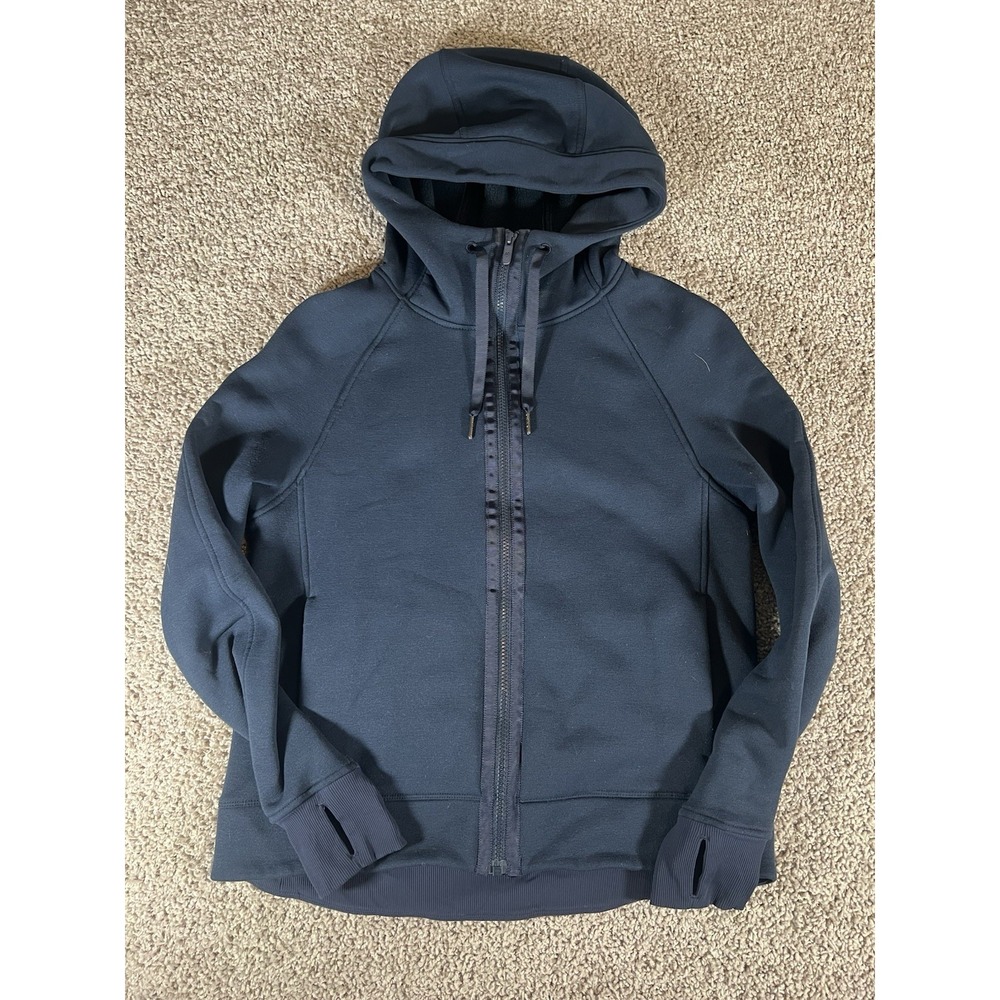 Lululemon Back to It Hoodie Navy Blue Full Zip Womens Size 6 Pockets Hooded